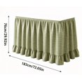 thumbnail image 2 of Light Green Checkered Ruffled Table Skirt, Detachable Wrap‑Around Table Curtain With Fastener Tape, Under‑Table Concealment Cover For Wedding Banquet, Buffet, Party, Podium Decoration (Light Green), 2 of 6