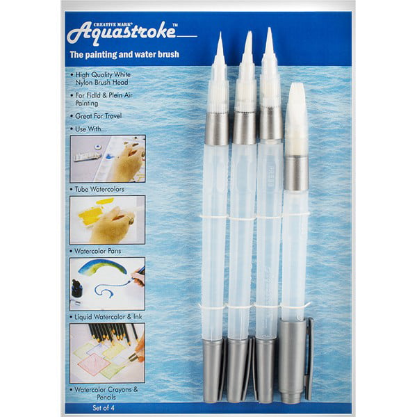 bewaker Onaangeroerd dosis Aquastroke Water Brush Pens, Artist Travel Watercolor Paint Brushes, for  Water-Soluble Colored Pencils, Inks, Water-base Markers, Plein Air Paints,  Portable [Set of 4 Assorted Sizes] - Walmart.com