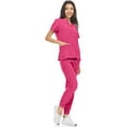 thumbnail image 4 of Hey Collection Womens Stretch Colorful V-Neck Jogger Scrubs Set, Medical Nursing Tops with Four Pocket Scrubs Jogger Pants, 4 of 4