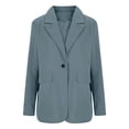 thumbnail image 5 of WULMLEO Women Jackets Lapel Collar Lightweight Trendy Suits Jacket Business Long Sleeve Summer Dressy Tweed Blazer Button Casual Linen Cotton Petite Solid Mujer Cardigans Sky Blue XL, 5 of 7