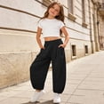 thumbnail image 2 of Girls Pants Kids Summer Beach Solid Casual Long Trousers Soft Breathable Black 2-3 Years, 2 of 8