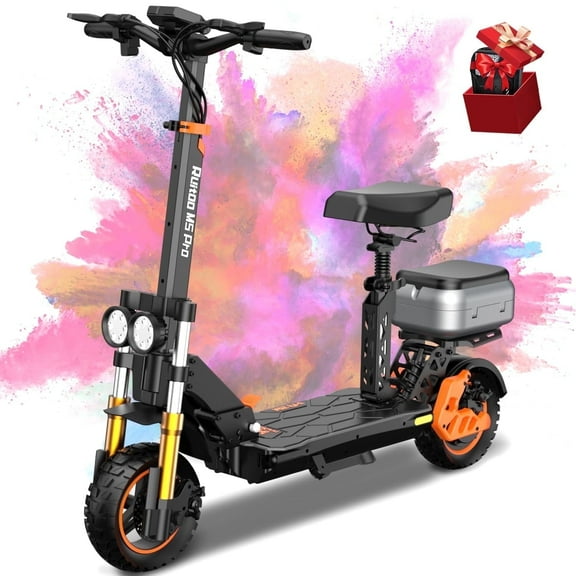 Bikydom 1600W Electric Scooter Adult with Seat, 34 MPH & 45 Miles Dual Drive Foldable Kick Scooter with Box, Max 264lbs