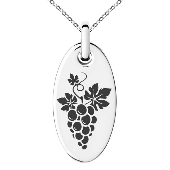 Stainless Steel Dionysus Greek God of Wine Engraved Small Oval Charm Pendant Necklace