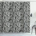 thumbnail image 1 of Ambesonne Gothic Shower Curtain, Vintage Roses Hearts, 69"Wx75"L, Black White, 1 of 3