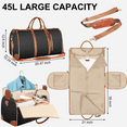 thumbnail image 6 of Convertible Travel Garment Bag, Leather Duffel Bag for Men & Women, 2-in-1 Hanging Suit Bag Business Travel Bag with Shoe Pouch, Convertible Weekender, Black, 6 of 8