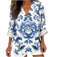 thumbnail image 2 of Yxbdin Women's Plus Size Tops 3/4 Sleeve Blouse Casual Floral Printed V Neck Shirts Sunmmer Spring Vacation Clothes White L, 2 of 5