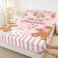 thumbnail image 3 of Manfei Merry Christmas Queen Sheet Sets,Candy Cane Flat Sheet,Cartoon Gingerbread Man Queen Fitted Sheet For Kids,Luxury Bedroom Decor,4-Piece, 3 of 7