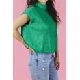 thumbnail image 6 of Women's Bright Green High Neck Short Sleeve Sweater – Casual Summer Essential, XL, 6 of 7