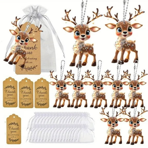 Noothes Acrylic Christmas Reindeer Ornaments with Thank You Tags Lightweight Durable for Outdoor Holiday Decor