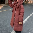 thumbnail image 7 of Xdegoge Long Puffer Jackets for Women Warm Zip up Heavy Winter Coat Thermal Padded Button Down Winter Coats Quilted Hooded Long Sleeve Jacket with Pockets Outerwear, 7 of 7