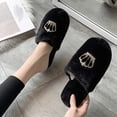 thumbnail image 4 of Qingpeng Ladies Closed Toe Open Back Plush Slippers Soft Cozy House Shoes Comfortable Indoor Footwear with Crown Detail for Home, 4 of 8