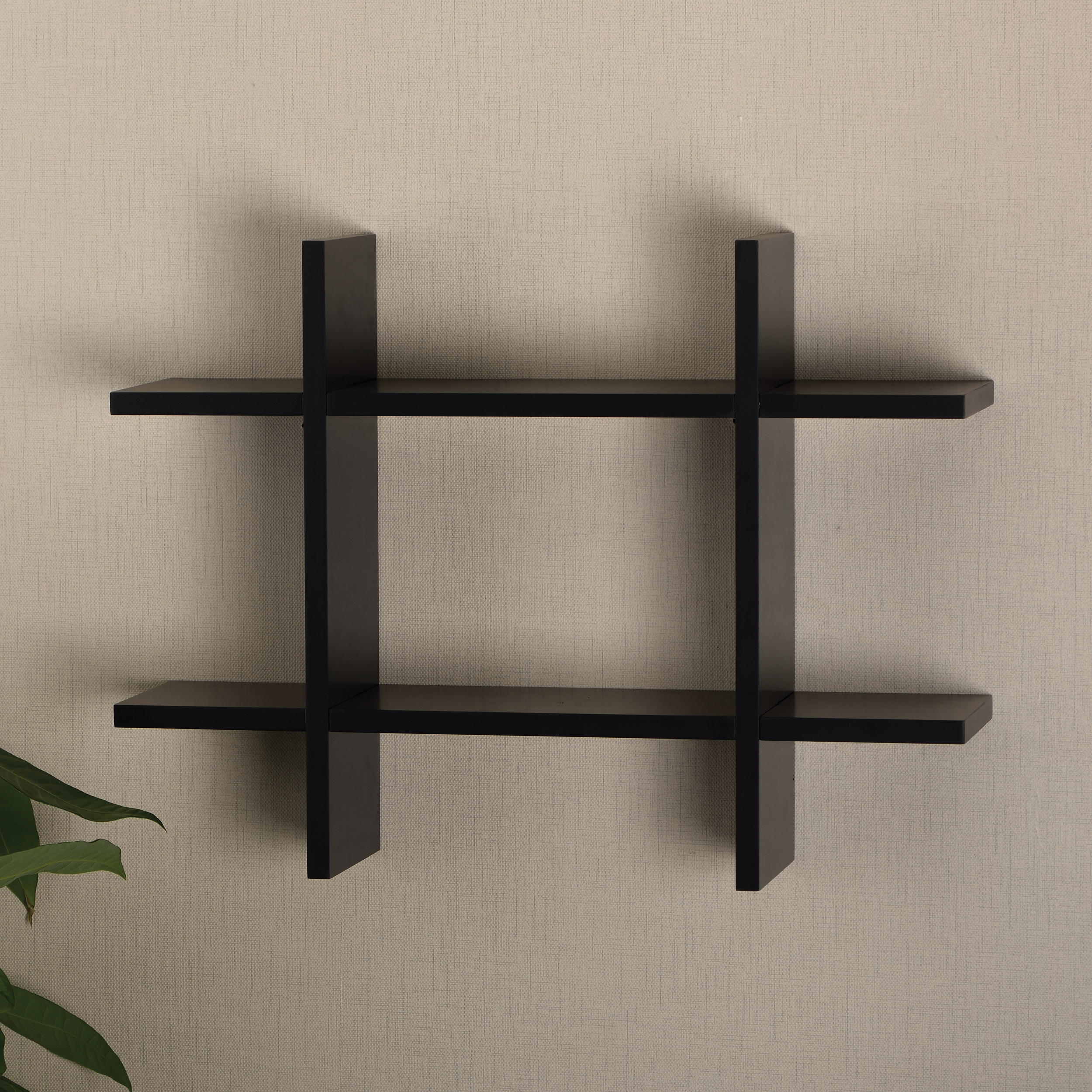 V-Light Black Cross-Style Wall Shelf