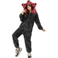 thumbnail image 2 of Demogorgon Fuzzy Thermal Long Sleeve Hooded Jumpsuit Onesie Loungewear, Gray, 2 of 5