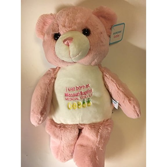 I Was Born At Missouri Baptist Mecical Center 15" Plush Pink & White Teddy Bear