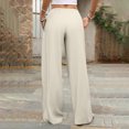 thumbnail image 5 of Wide Leg Palazzo Pants for Women Drawstring Elastic Waist Solid Pants Causal Summer Beach Vacation Pants, S, 5 of 6