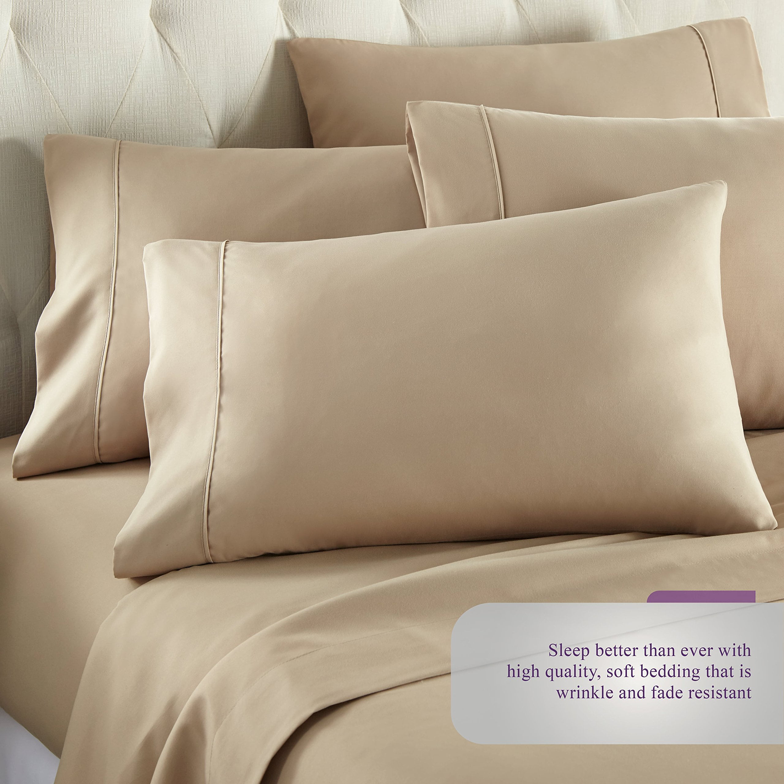 Danjor Linens Taupe King Size Bed Sheets Set - 6 pc Soft Bedding