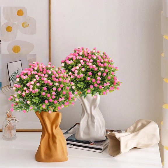 PATLOLLAV Artificial Flowers,Pink Flowers 10 Bundles UV Resistant Shrubs Faux Plastic Greenery Plants Hanging Planter Flora Fence Indoor Outside Decor Wedding Indoor Farmhouse Decor