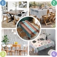 thumbnail image 4 of Blue and Brown Geometric Pattern Rectangle Tablecloth 60"x84",Waterproof Polyester Rectangle Table Cloth, Wipeable Spillproof Polyester Tablecloth for Dining, Camping, Indoor and Outdoor, 4 of 5