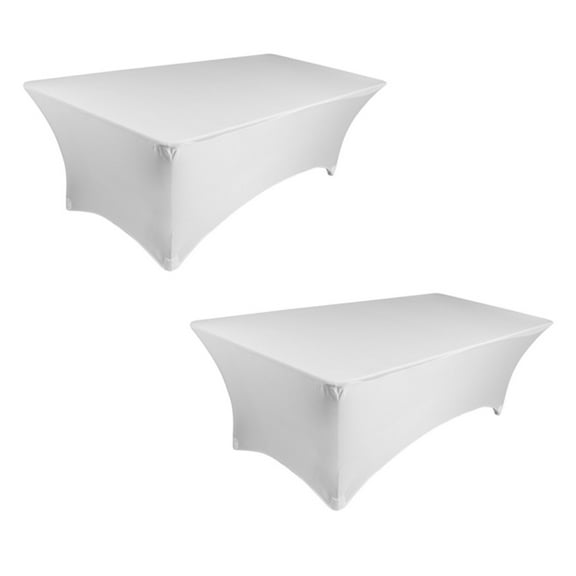 Tektrum 2 Pack 6 Ft Long Rectangular Stretch Tablecloth DJ Jacket Cover for Trade Show - Premium Fabric - White Color