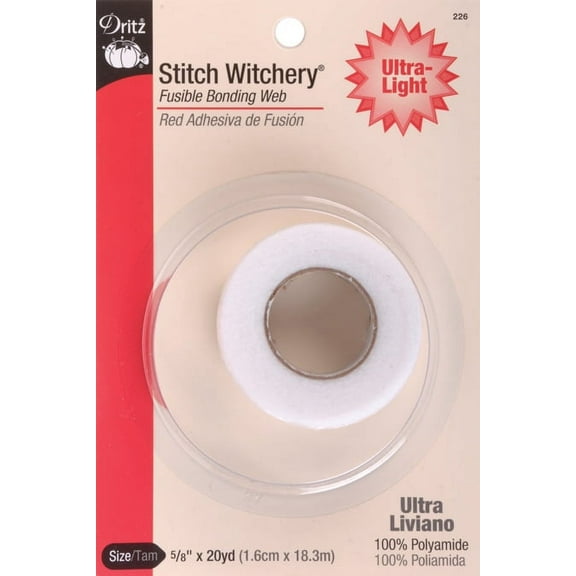 Dritz Stitch Witchery Fusible Bonding Web 5/8” White Sewing Hem Tape 20 Yards