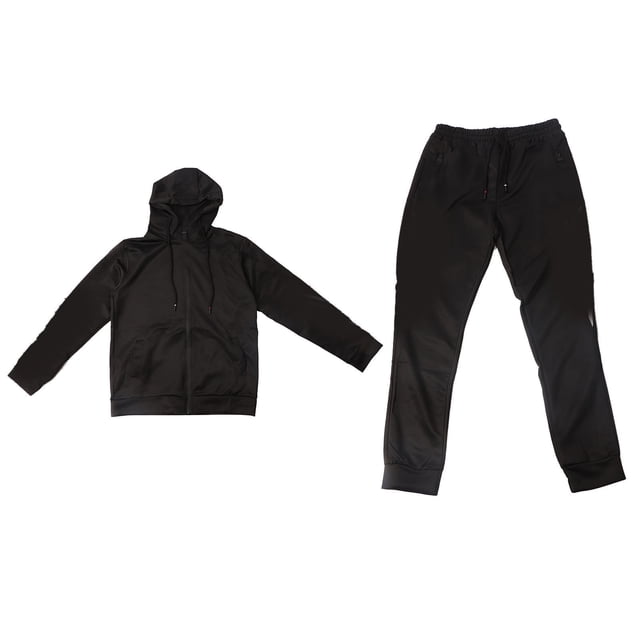 Conjunto de sudadera deportiva informal para hombre, chaqueta informal con cremallera, chándal con cremallera, traje deportivo negro unisex