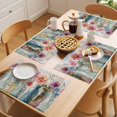 thumbnail image 5 of Spring Flower Placemats Set of 1, Watercolor Blue Pink Floral Vintage Oil Painting Non-Slip Place Mats Washable Table Mats for Kitchen Dining Table Decorations Indoor/Outdoor, 5 of 9