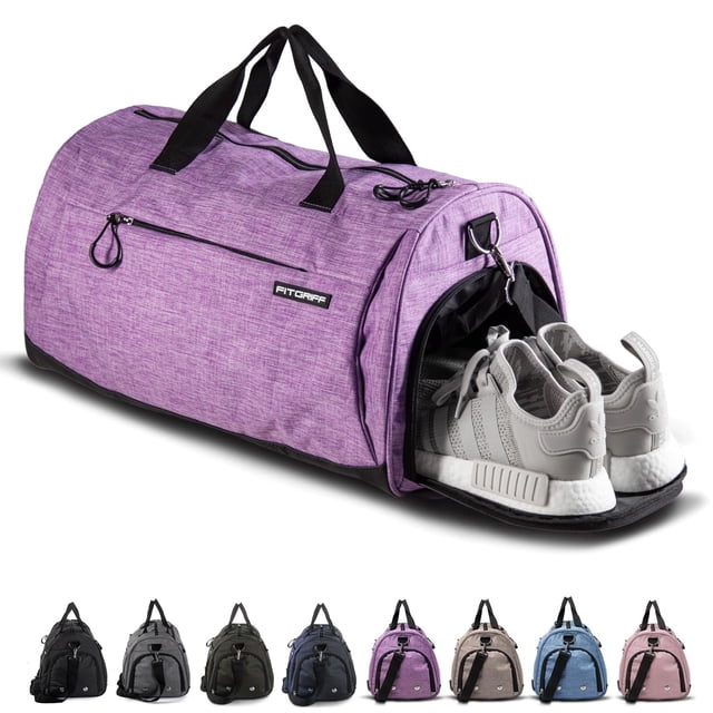Bolsa de gimnasio Fitgriff con compartimento para zapatos y artículos húmedos, color morado, 19 x 10 x 10 cm