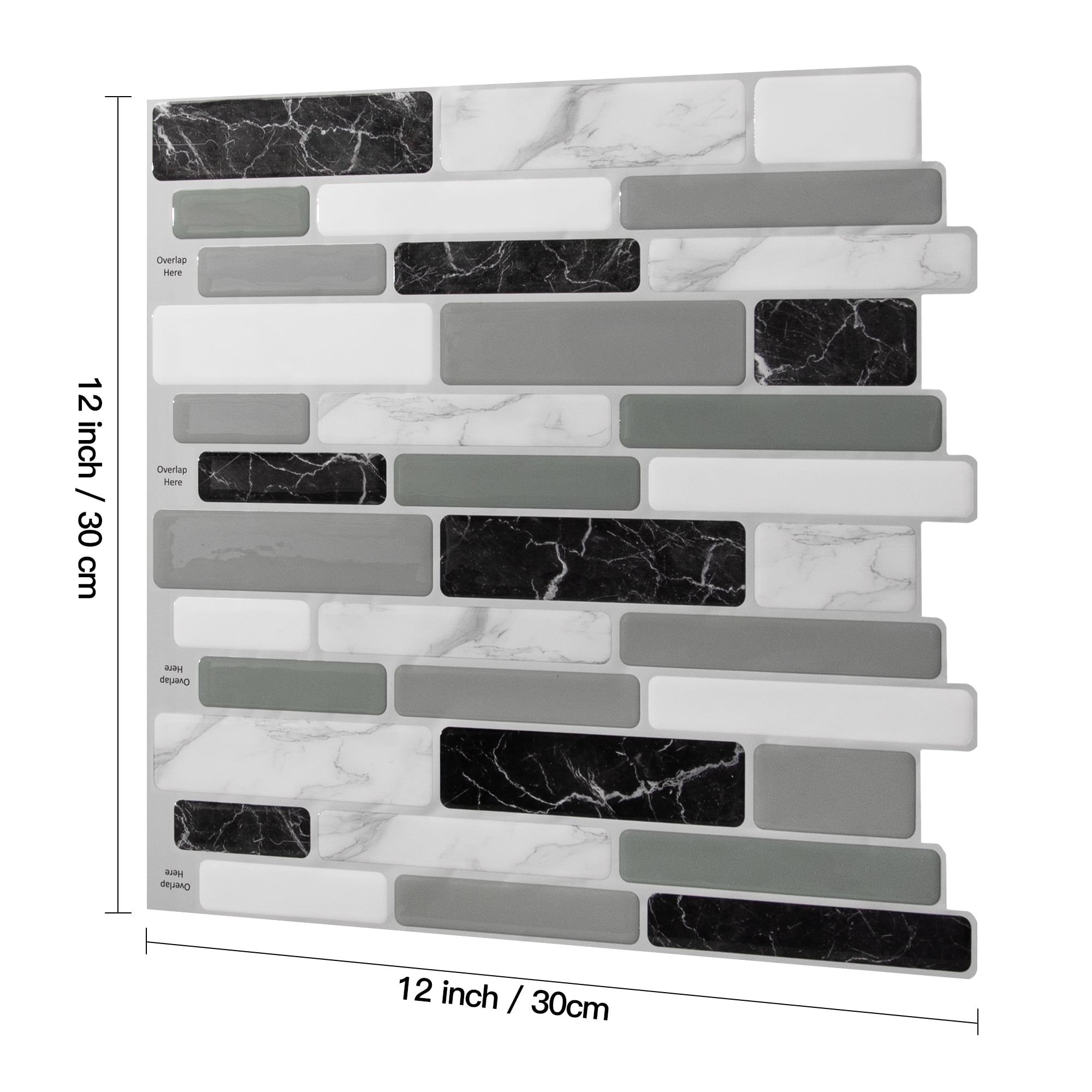 Art3dwallpanel 12"x12" Peel and Stick Backsplash Tiles,10-Sheet Self-Adhesive Wall Tile Stickers for Kitched,Bathroom,Countertop,Rentals