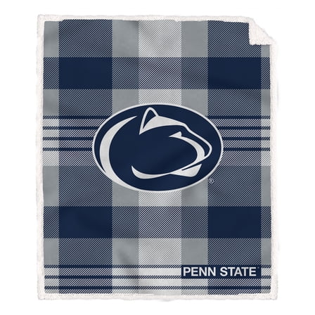 Pegasus Penn State Nittany Lions 60" x 70" Plaid Steel Royal Plush Sherpa Blanket
