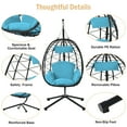 PAPROOS 2 Piece Egg Chair, Hanging Egg Chair with Stand Outdoor Indoor Use, Patio Wicker Swing