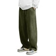 thumbnail image 3 of Men's Solid Color Corduroy Trousers, Casual Fashion Straight Leg Pants for Fall, Winter, Christmas and Daily Retro Style,Army Green,L, 3 of 6