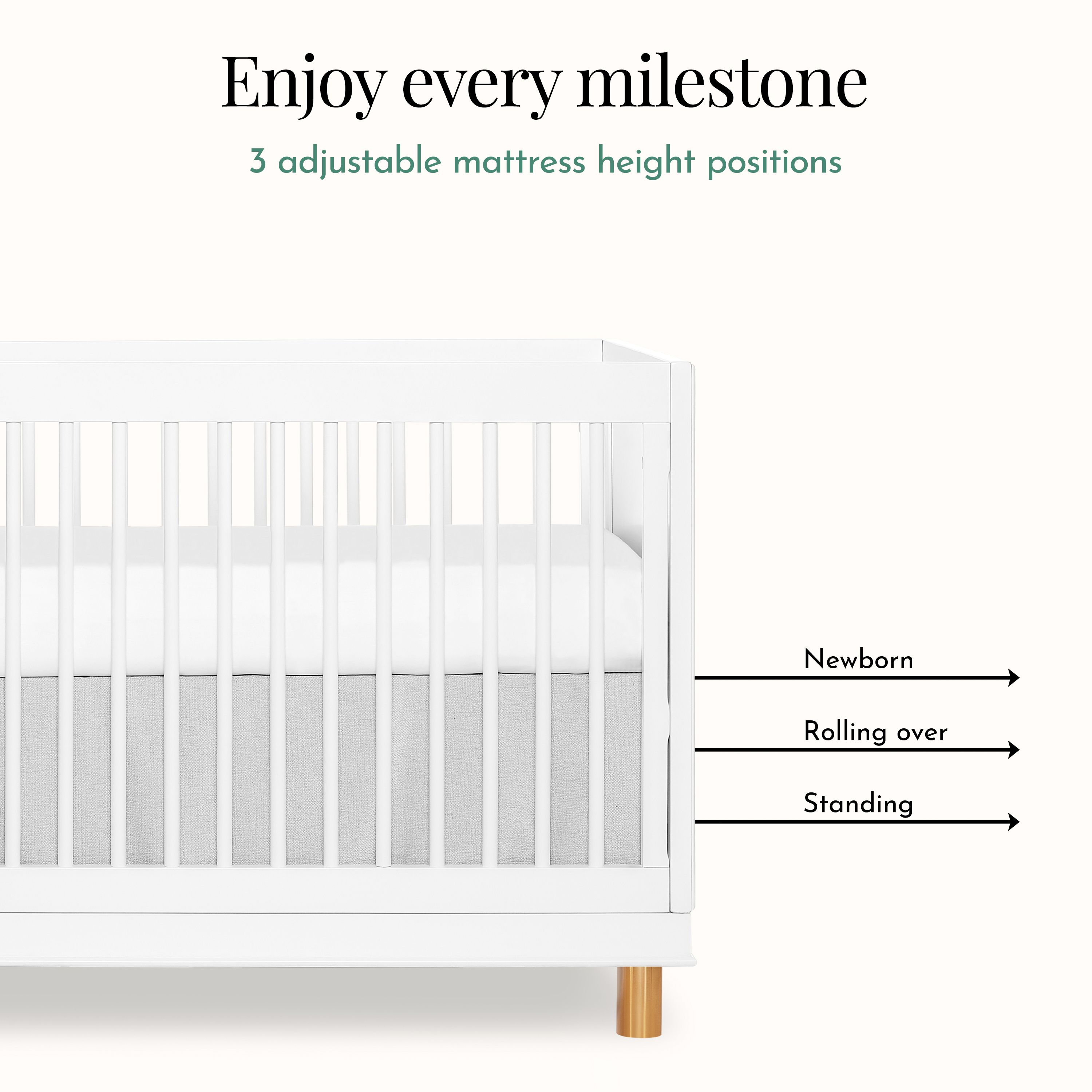 evolur Art Deco Crib in White/Gold