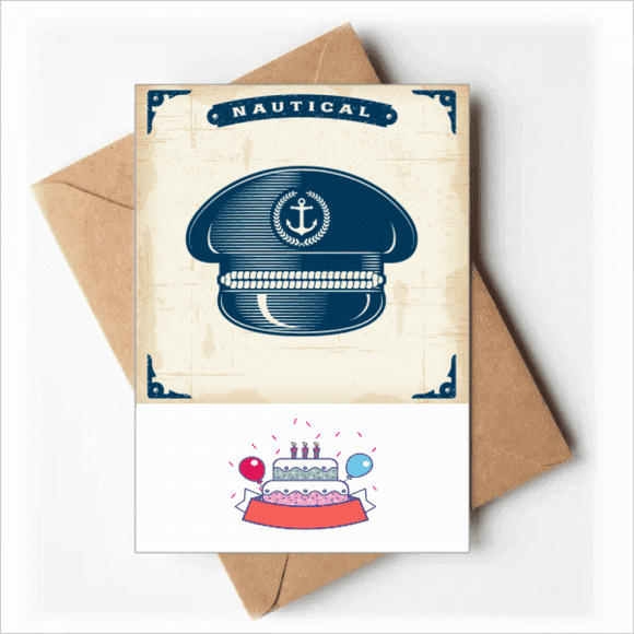 Sailor Hat Navigation Military Ocean Happy Birthday Greeting Cards Envelopes Blank