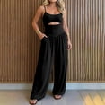 thumbnail image 2 of Jumpsuits for Women Sleeveless Cut-Out Waist U-Neck Spaghetti Strap Backless Tie-Back Ruched High Waist Summer Romper S, 2 of 6