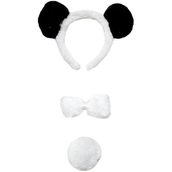 Petitebelle Panda Headband Bowtie Tail 3pc Costume (Black, One Size)