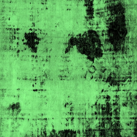 Ahgly Company Indoor Square Abstract Emerald Green Modern Area Rugs, 6' Square