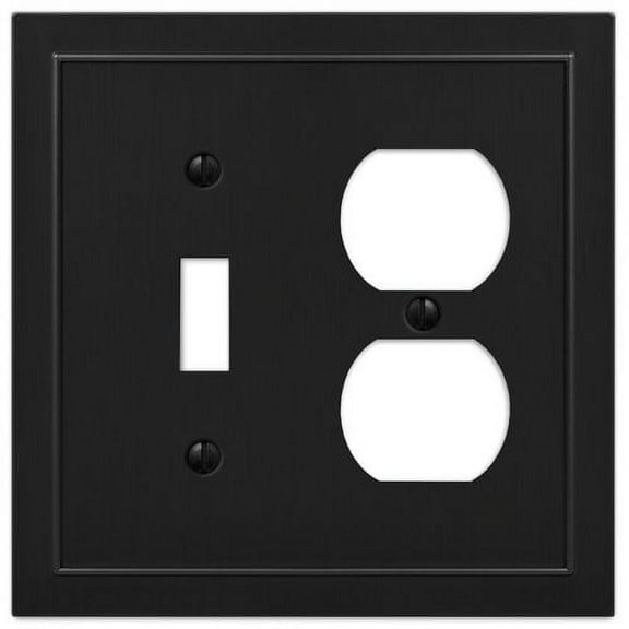 Amerelle 57TDBK Bethany Wallplate, 1 Toggle / 1 Duplex, Cast Metal, Black, 1-Pack