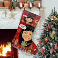 thumbnail image 1 of La Compañía Eléctrica Tema: Calcetines de Navidad, fino lino blanco para colgar en escaleras y chimenea, decoración navideña para el hogar, regalo de Navidad.54cm×38cm, 1 of 5