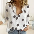 thumbnail image 3 of Printed Blouses Tops Elegant Style Ladies Casual Blouses V Neck Office Work Suit, 3 of 7