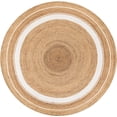 thumbnail image 1 of Indian Handwoven Braided Natural Jute with White Border Jute Line Round Rug, Bedroom, Entryways, Dining Room, Hallways, Kids' Rooms, Size - (7' Round), 1 of 3