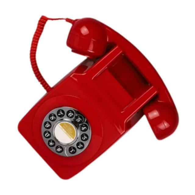 Maytalsory Téléphone Fixe Rétro Mural Type Vert Téléphone Filaire Affaires Rouge 22x14.5x9CM