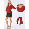 thumbnail image 2 of DARING DIVA V Neck Metallic Sparkly Glitter Blouse M Red, 2 of 6
