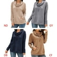 thumbnail image 2 of GENEMA Womens Autumn Long Sleeve Loose Sweatshirt Cowl Neck Lace-Up Drawstring Pullover Tunic Tops Solid Color Winter Warm Shirts Streetwear with Pocket, 2 of 19