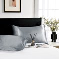 thumbnail image 4 of Deconovo Funda de almohada de satén para cabello y piel, paquete de 2, tamaño no estándar, gris oscuro, fundas de almohada de seda, protector de almohada suave y lujoso, 4 of 8