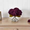thumbnail image 4 of Nearly Natural 8.5in. H Hydrangea Artificial Flower Arrangement with Glass Vase, Purple, 4 of 5