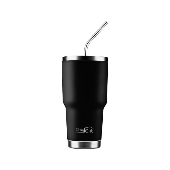 TERMO 30 OZ DE ACERO INOXIDABLE CON POPOTE Y CEPILLO COLOR NEGRO