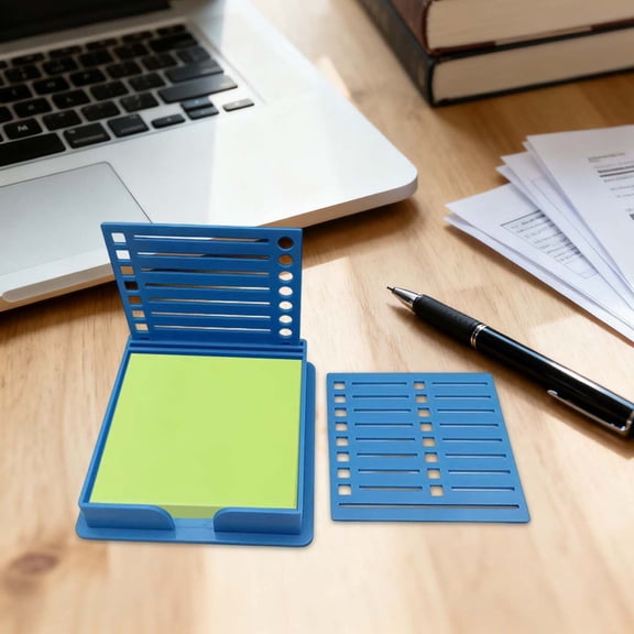 Sticky Note Dispenser,3.5x3.7inch Reusable Post Note Holder with Line Box Drawing Template,Sticky Notes Holder for To-Do Lists for Home and Office (Blue)