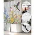 thumbnail image 5 of Split Shower Curtain for Transfer Bench, Floral Hummingbird Fabric Shower Curtains for Bathroom, Spring Watercolor Flowers Tub Sliding Transfer Bench Waterproof Bath Curtains 72"x72", 5 of 9