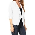 thumbnail image 2 of Women's Casual Office Wear Open Draped Front 3/4 Sleeves Basic Solid Blazer Jacket S-3XL, 2 of 3