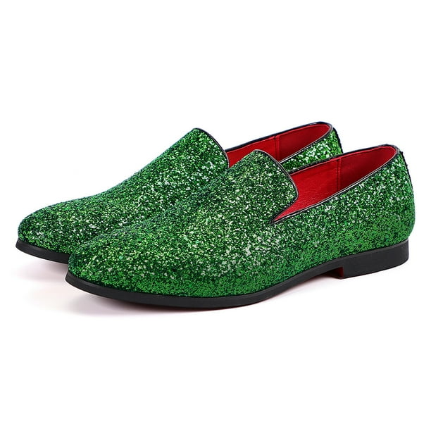 Santimon Men Dress Shoes Glitter Loafers Slip On Casual Wedding Party Formal  Shoes Green 6 US - Walmart Business Supplies